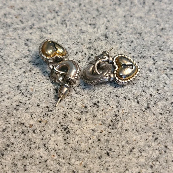 Key heart earrings, gold and silver tone - Picture 5 of 5